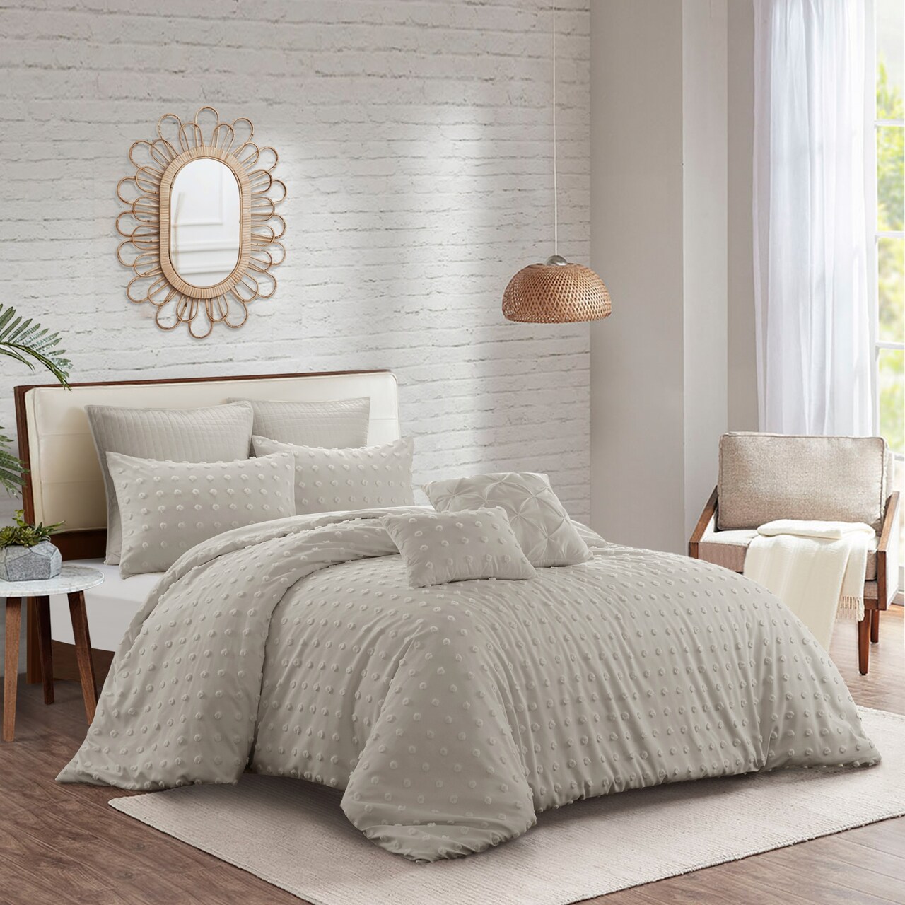 Haya Duvet Set With Pillow Sham, Euro Sham, Decorative Pillows and Duvet Cover